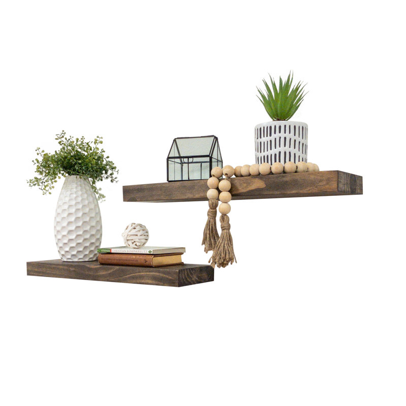 Birch Lane™ Grant 2 Piece Pine Solid Wood Floating Shelf & Reviews